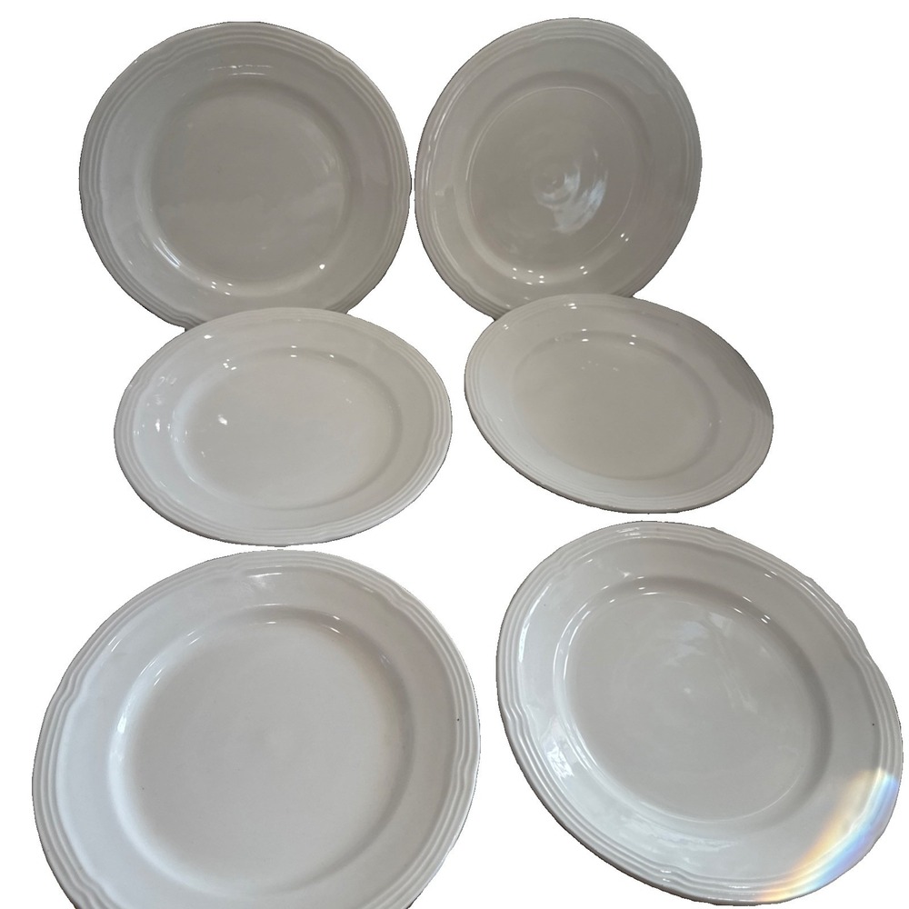 Set of 6 GIBSON Le Claire Round White 7 7/8" Salad Plates Dessert Luncheon
